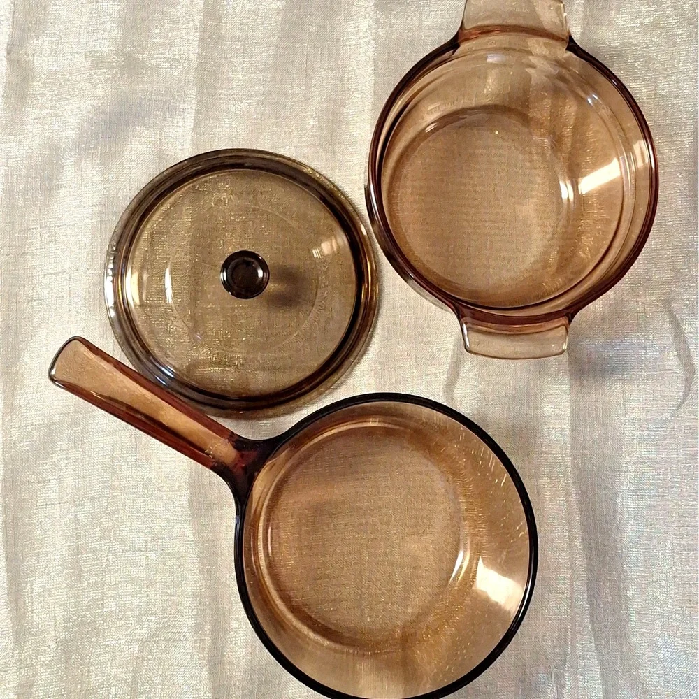 Visions Ware Corning 1.5 L Glass Double Boiler V-20-B Sauce Pan Pot Amber France
